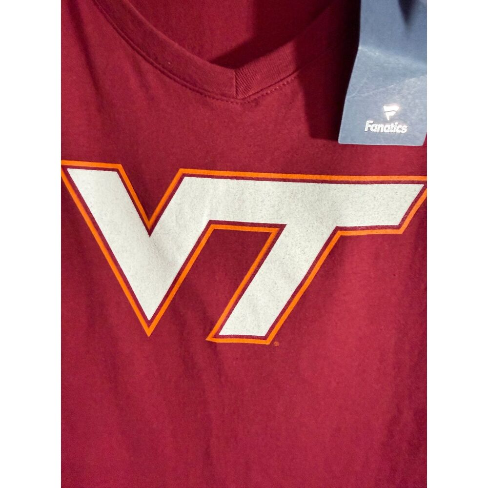Womens Sz 3X Maroon Virginia Tech V-Neck Tee Shirt NWT 100% Cotton Short Sleeve